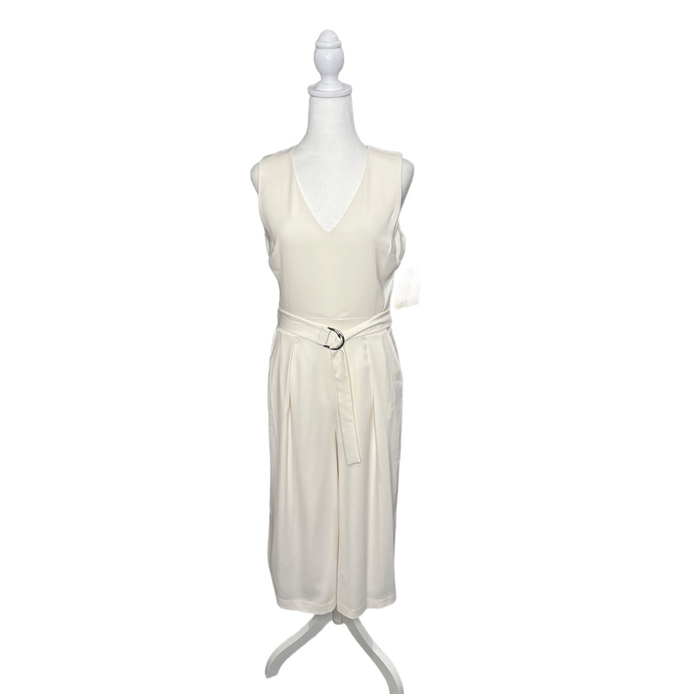 Belted Cropped Jumpsuit Off White